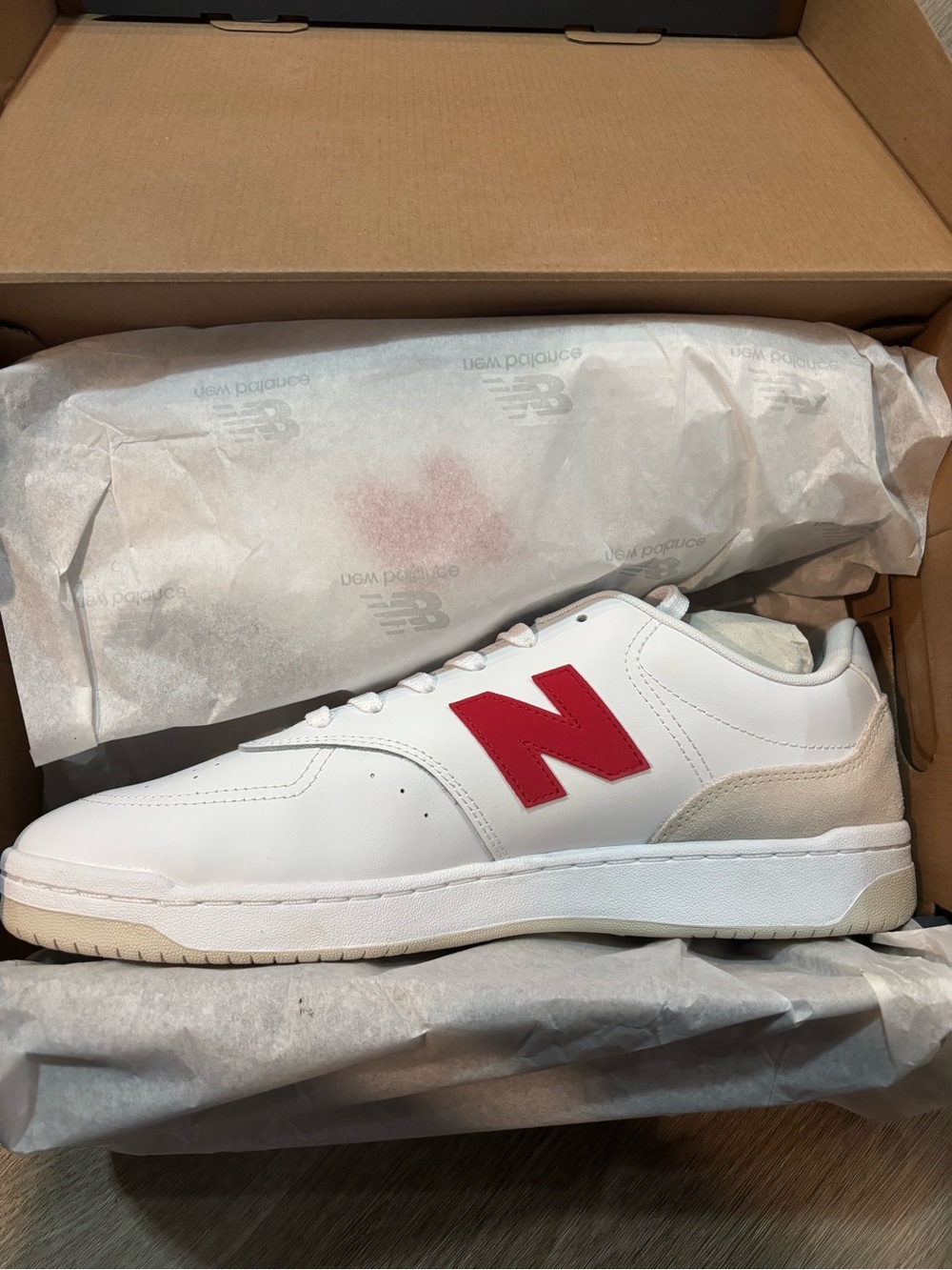 New Balance BB80/ Men’s Lifestyle Sneaker/ White & Red/ Size 14